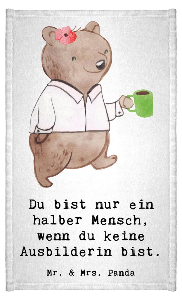 Mr. & Mrs. Panda Handtuch Ausbilderin Herz - Weiß - Geschenk, Mini-Handtuch, Tutorin, Lustig, Spruch, Gästetuch, Kleines, Beruf, Witzig, Gästeha...