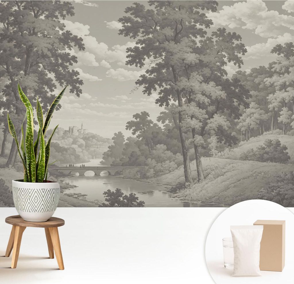 Fototapete - 208x146 cm - Tapete - Wandtapete - Wandbilder - Dekofolie - Tapete Folie - Wand - Dekoration - Wohnzimmer - Burg und Brücke