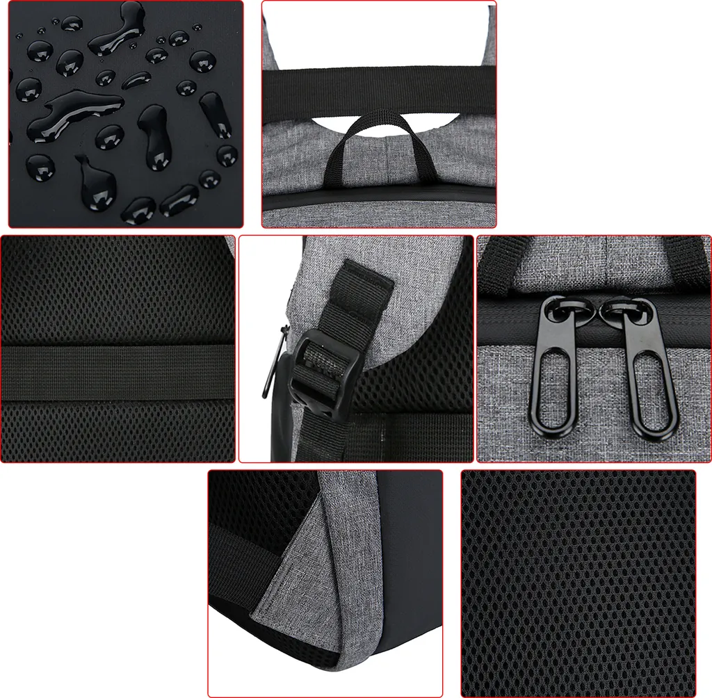 Sac à dos informatique 17" étanche gris avec port de charge USB - 12
