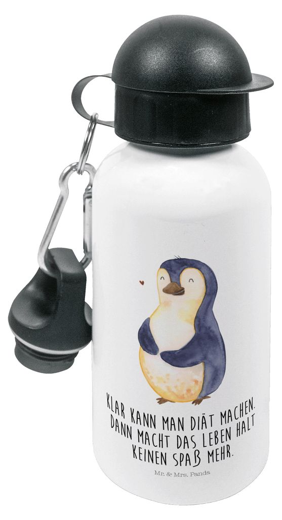 Mr. & Mrs. Panda Trinkflasche Pinguin Diät - Weiß - Geschenk, Kinder, Pinguine, Gewicht, Kindergarten, Abnehmen, Sportflasche, Wasserflasche, sch...