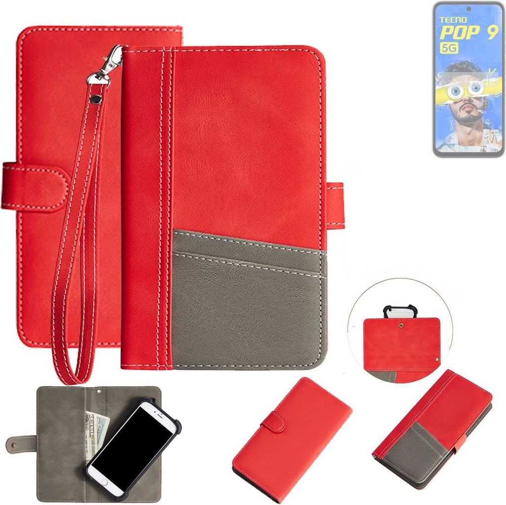 K-S-Trade Handy Schutzhülle für Tecno Pop 9 Hülle Portemonnee Brieftasche Klapphülle Kartenfächer Flip Wallet Case Etui