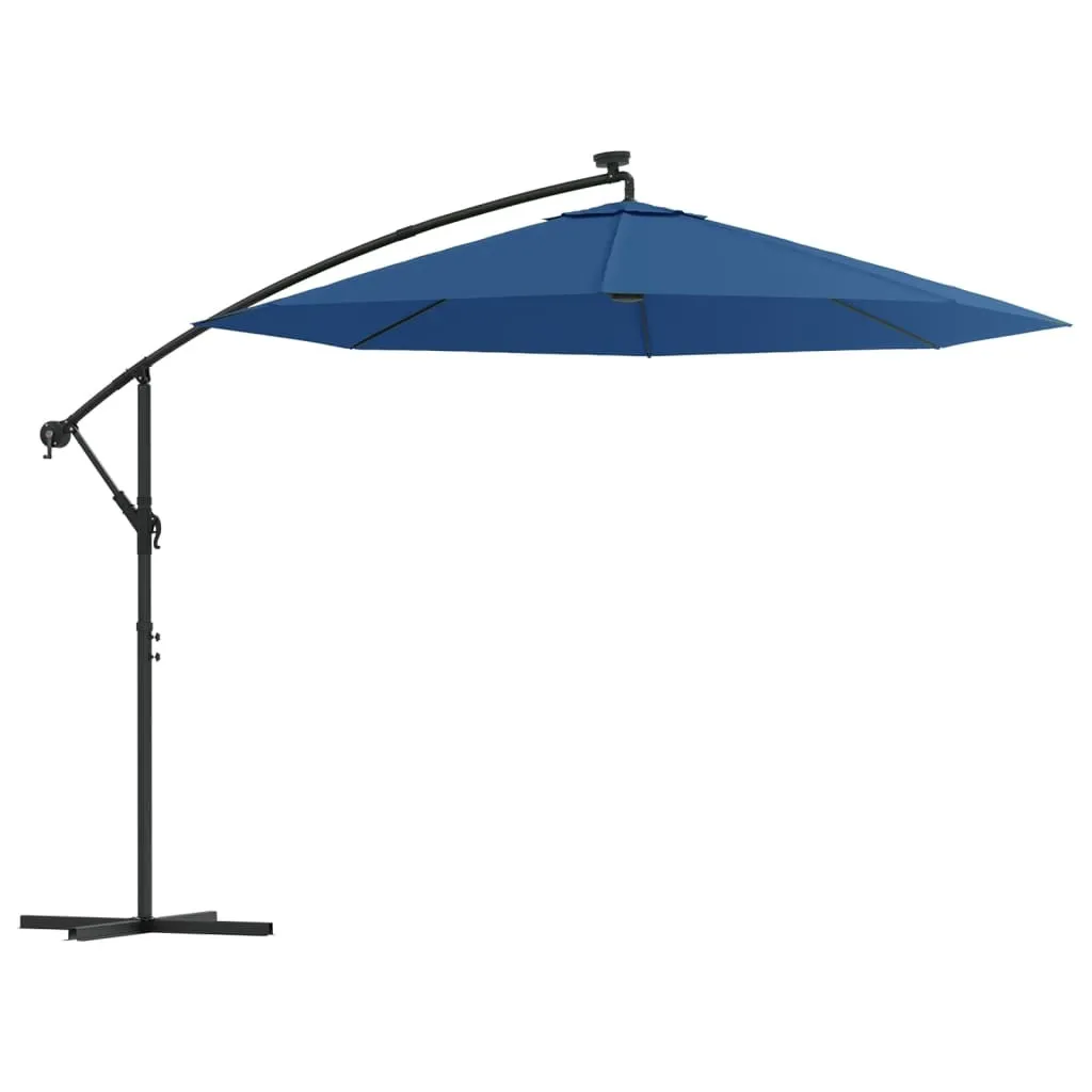vidaXL Ombrellone Semaforo LED 300cm Azzurro | Ombra e Luce da Giardino