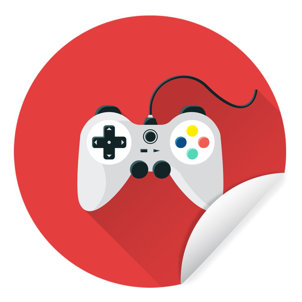 MuchoWow Runde Wandtattoo - Wandsticker Tapete Aufkleber Controller - Spiele - Rot Ø 30 cm Selbstklebend und Repositionierbar - Wandaufkleber - ...