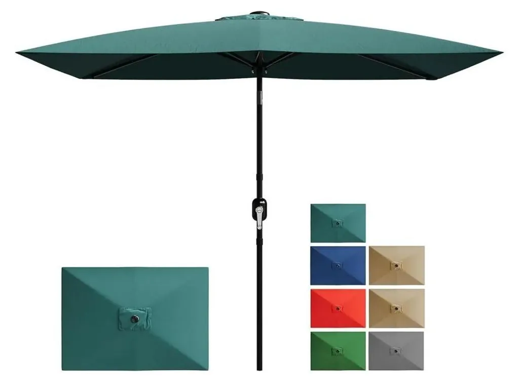 Parasol inclinable 200x305 cm protection UV avec toile en polycoton