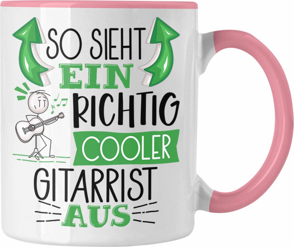 Trendation - So Sieht Ein Richtig Cooler Gitarrist Aus Tasse Geschenk für Gitarrist Geburtstag Geschenkdiee Gitarrenspieler (Rosa)