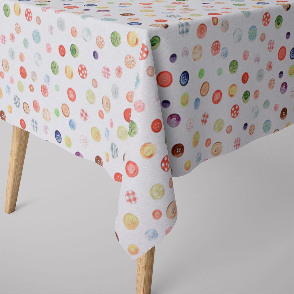 SCHÖNER LEBEN. Tischdecke Digitaldruck Nähen Knöpfe ecru multi Größe 130x200cm