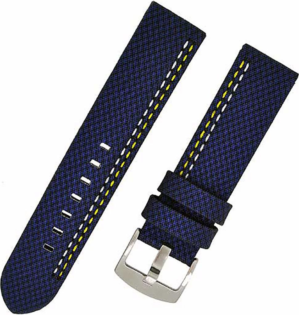 Uhrenarmband RAUTEN-619 blau 22mm KUNSTLEDER Textiloptik Produktbild 