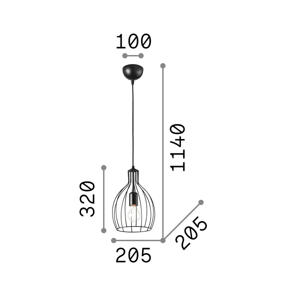 Suspension Métal Noir Ampolla-2 Minimaliste avec Douille E27 Robuste - 2