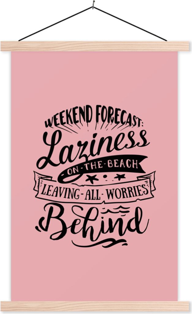 MuchoWow Textilposter Sommer - Sprichwörter - Rosa - Seestern 60x90 cm mit holzfarbenen Rahmen - Textil