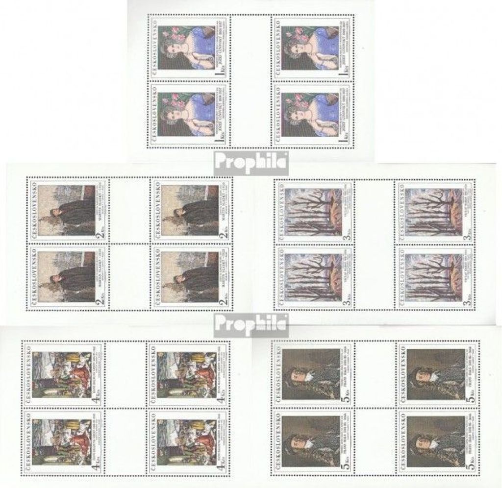 Briefmarken Tschechoslowakei 1985 Mi 2841Klb-2845Klb Kleinbögen (kompl.Ausg.) postfrisch Kunst