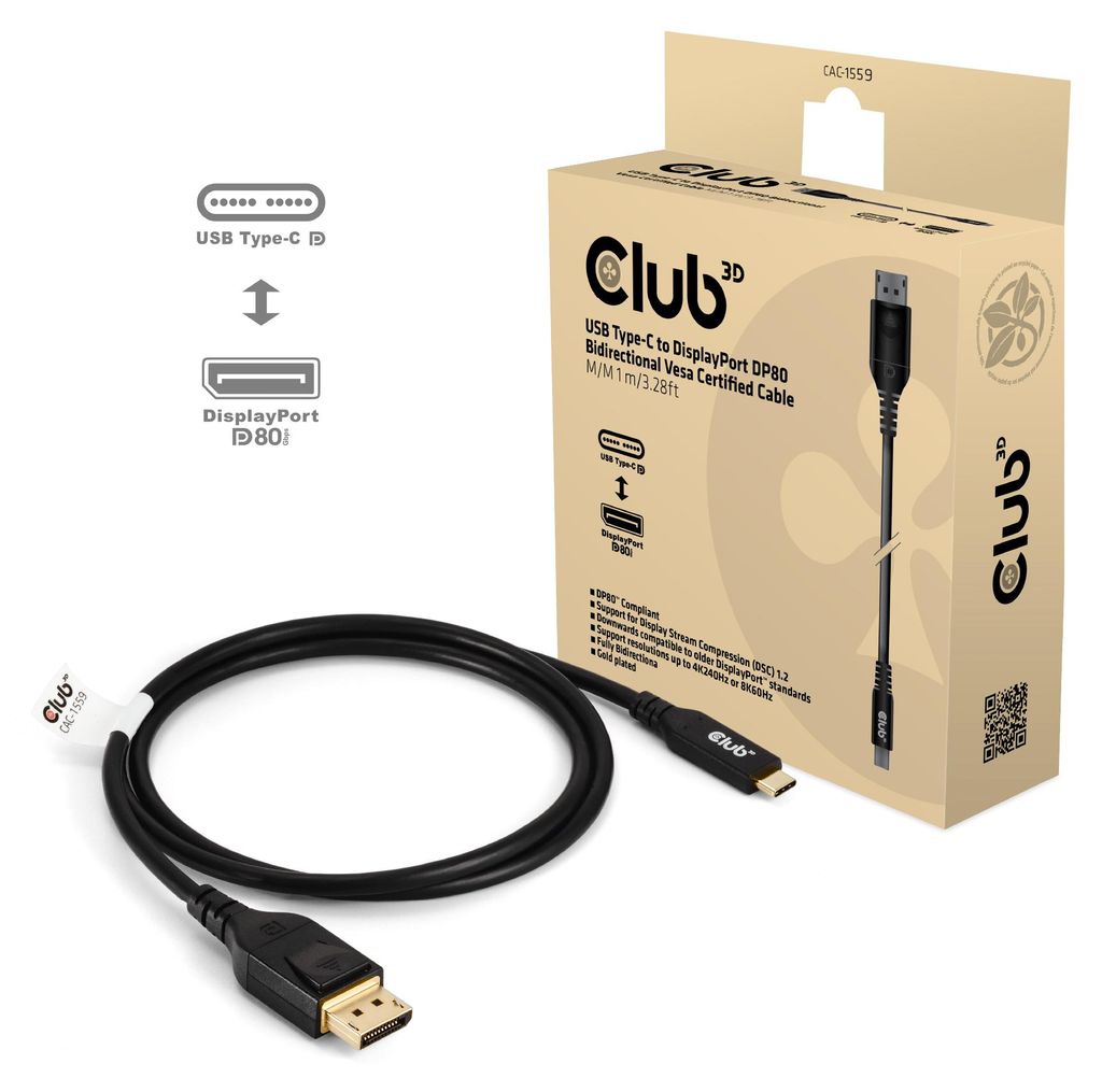 Club3D Kabel   USB Typ C  <-> DP 2.1        1m Immagine del prodotto 