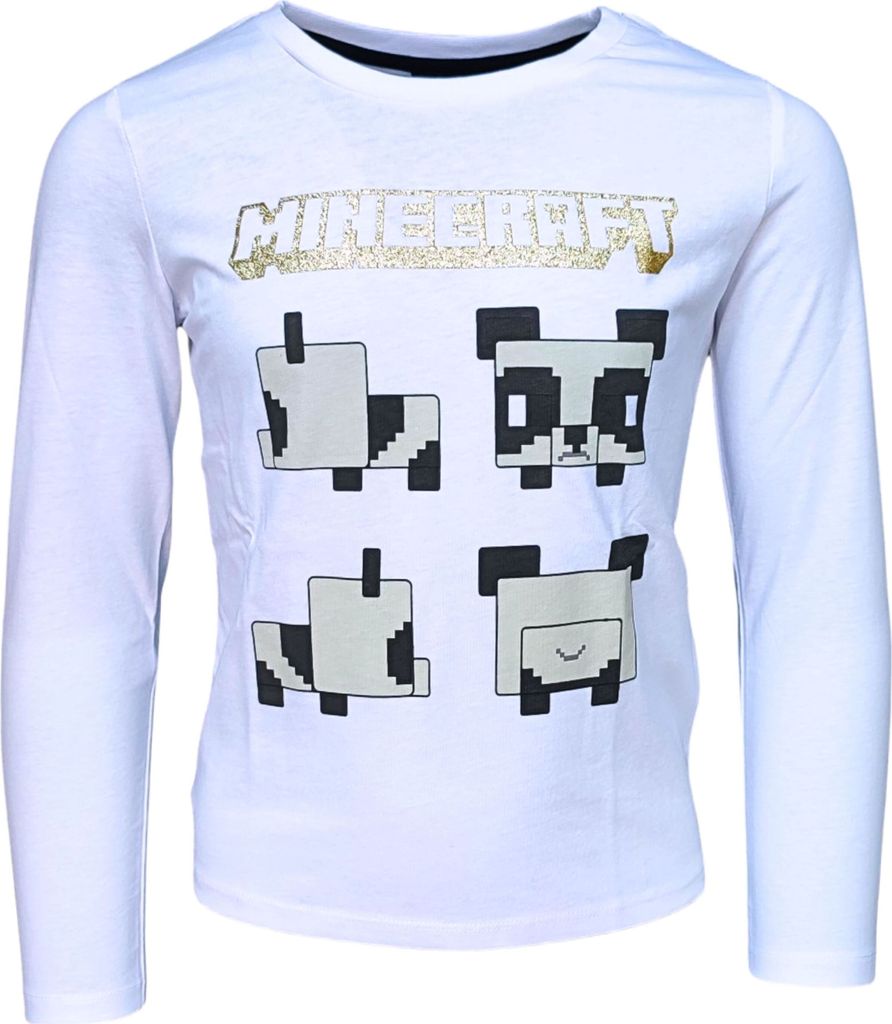 Langarmshirt mit Glitzerdetails Minecraft Panda Weiß 116 cm