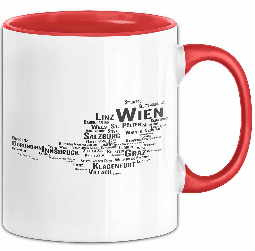 Österreich Karte Wien Wienerisch Tasse Geschenk Lustige Geschenkidee Spruch (Rot)