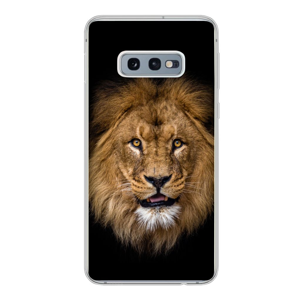 MuchoWow Handyhülle Schutzhülle Hülle für Samsung Galaxy S10e Löwe - Porträt - Schwarz - Tiere Silikon Softcase Handy Hülle - Handy