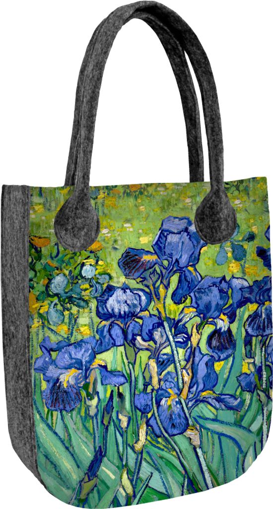 City Filztasche mit Iris-Print – Damen Handtasche aus umweltfreundlichem Filz, mit Reißverschluss, passend für A4, bis zu 10 kg Tragkraft, 42x3...