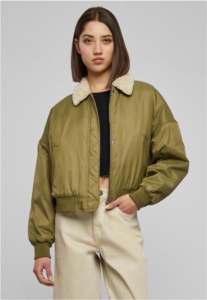 Urban Classics - Damen Pilot Bomber Jacke - TINIOLIVE/SAND - XL