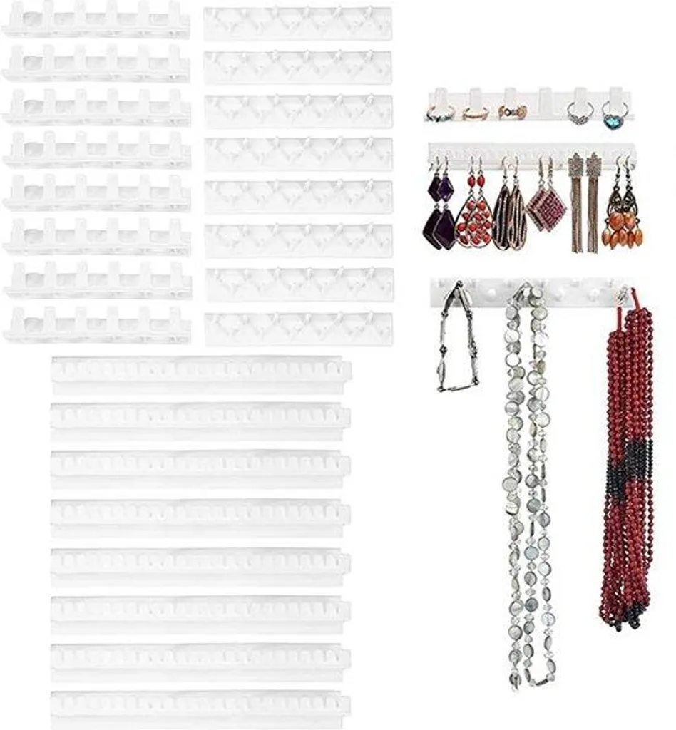 Support mural pour bijoux autocollant - Set de 27 crochets modulables