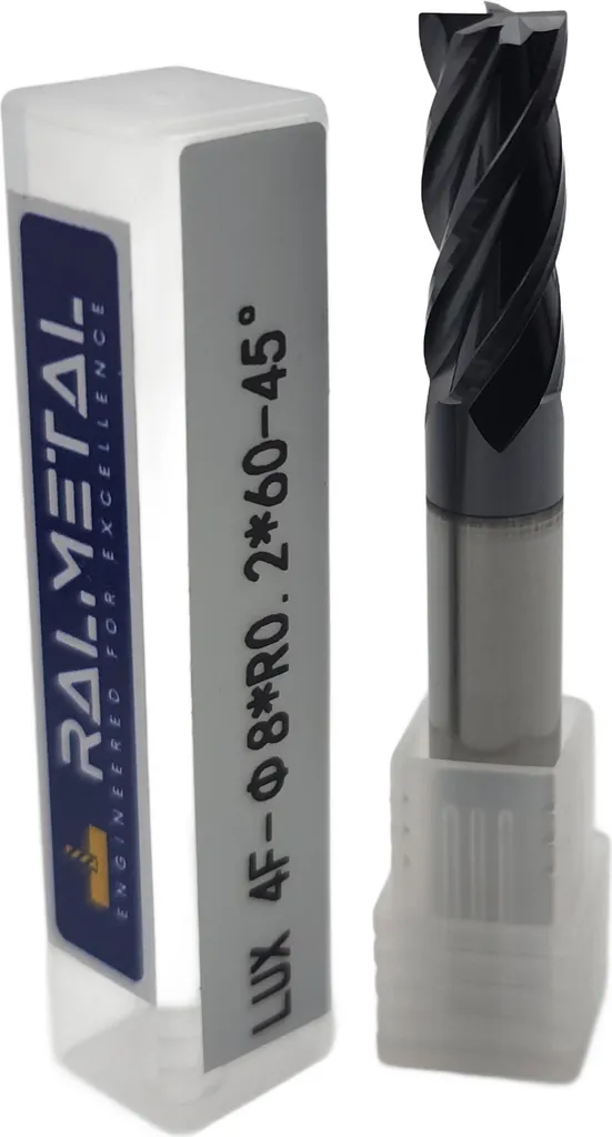 Fraise anti-vibration pour finition lisse carbure 45HRC 8mm R0,2