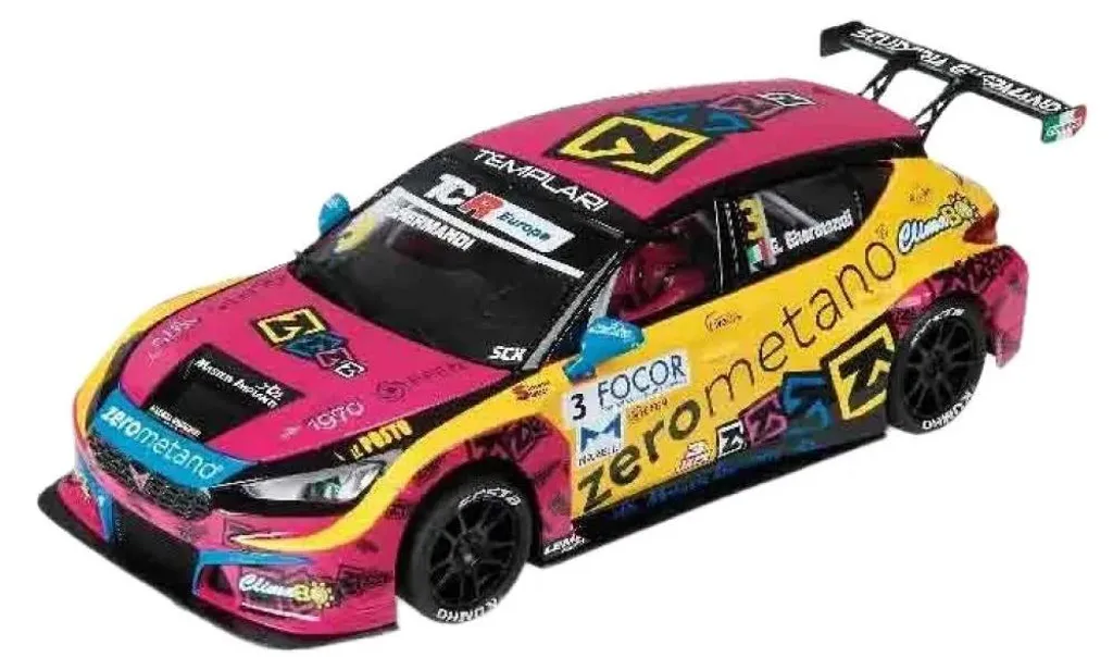 Voiture de Slot Car Cupra León Competition Rose Scalextric Échelle 1:32