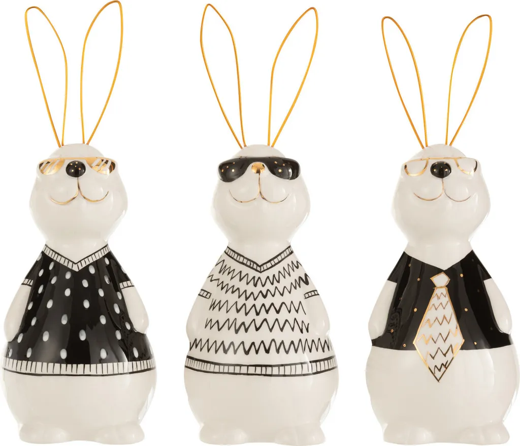 Lapins en Céramique Small Max J-Line - Trio Décoratif Brillant