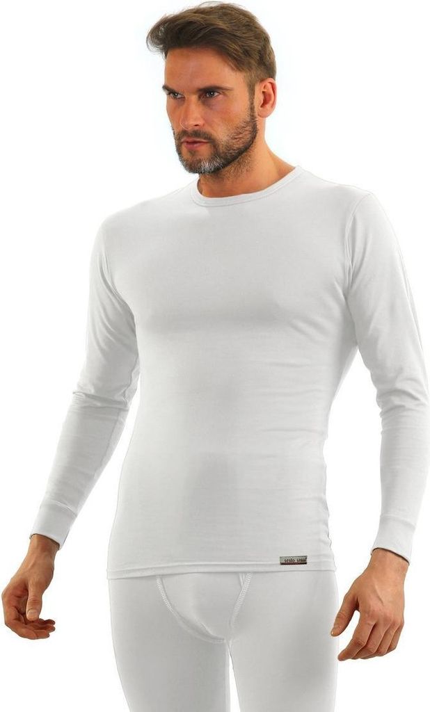 Sesto Senso Herren Unterhemd mit Elasthan - Atmungsaktives Baumwollmaterial, Flache Nähte, Perfekte Passform, Langarm, Ideal für Kalte Tage, Wei...