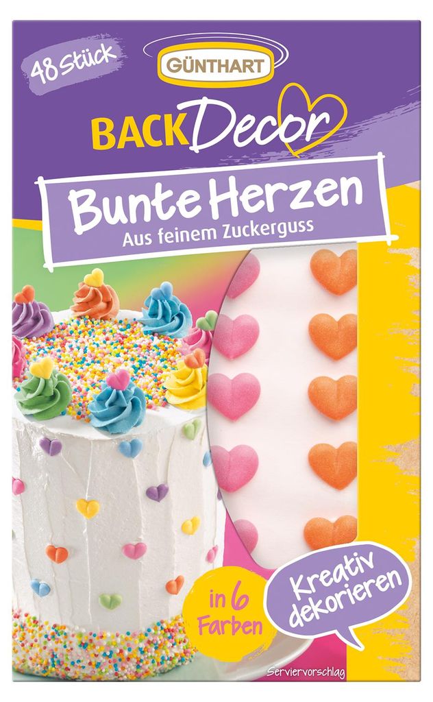 ZpětDekor 48 sladkých barevných cukrových srdíček Obrázek produktu 