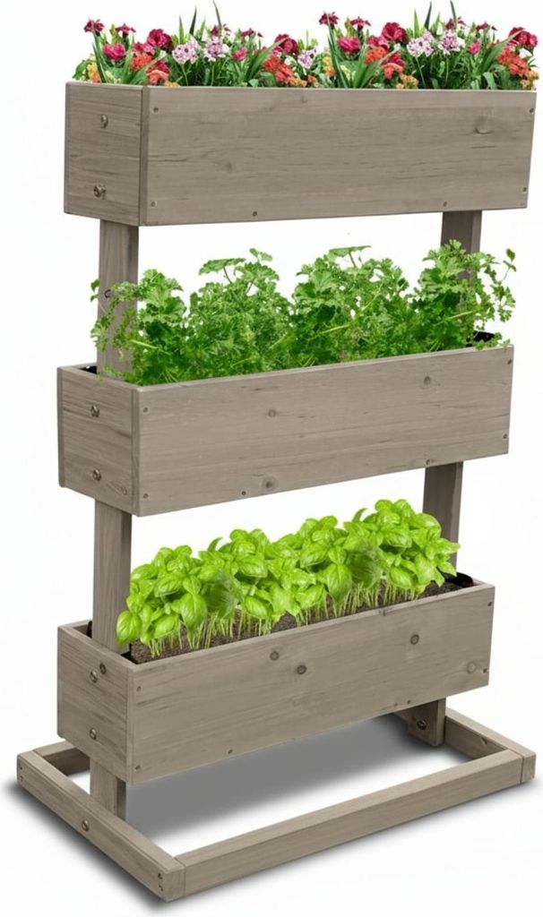 Coemo Mittleres Vertikalbeet Grau Hochbeet 3 Etagen inkl. Produktbild 