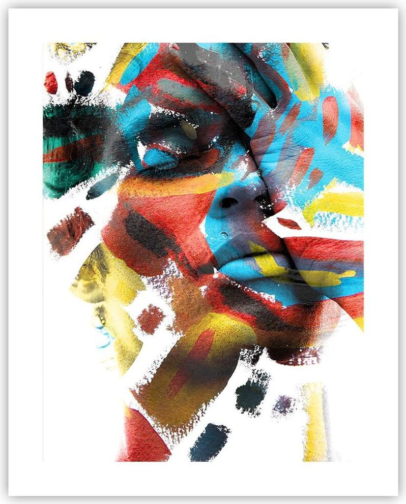 Poster - Poster ohne Rahmen - Gemalt Gesicht Modern - 40x50 cm - Wand Bild - Wanddeko - Wandbilder - Kunstposter - Wandposter - Bilder - Kunstdruck...