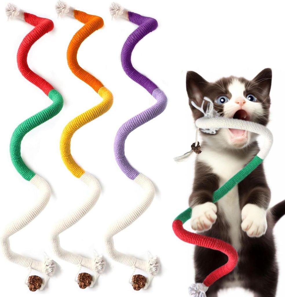 3 Stück Katzenminze Spielzeug, Katzenbeißseil, Katzen Kauspielzeug, interaktives Katzenspielzeug für für Katzen Zahnpflege und Gegen Mundgeruch