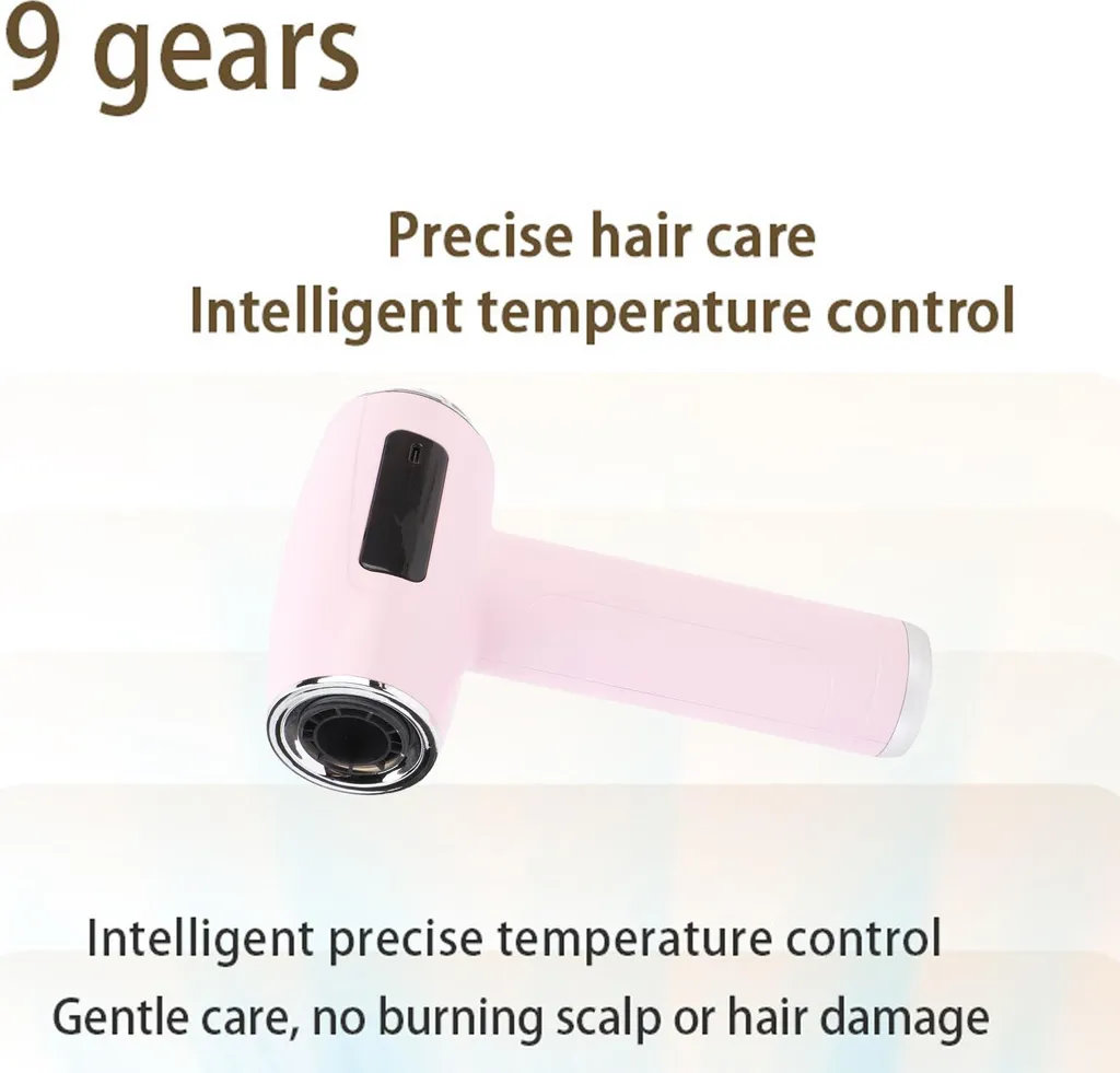 Sèche-cheveux Rechargeable Portable - 200W Chaud Froid sans Fil - 4