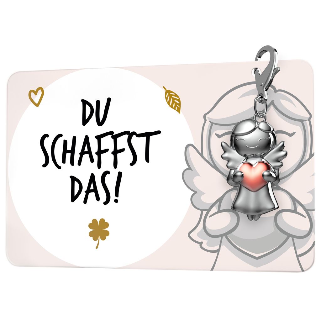 FABACH Beste Freundin Schutzengel Schlüsselanhänger mit Herz und Karte - Engel Glücksbringer mit Kärtchen - Geschenk für Freundinnen oder Koll...