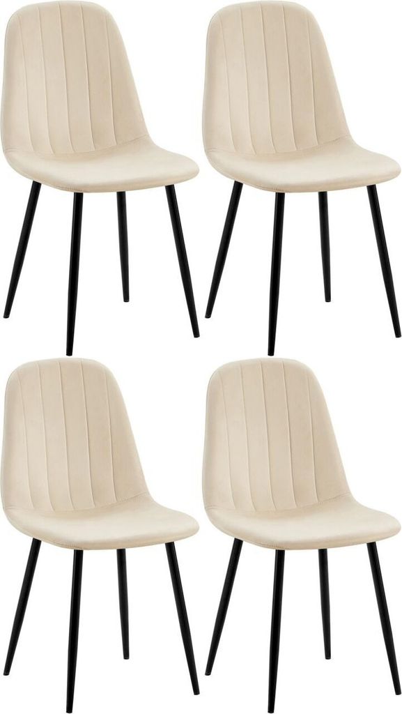 4er Set Esszimmerstuhl Baxter Samt creme