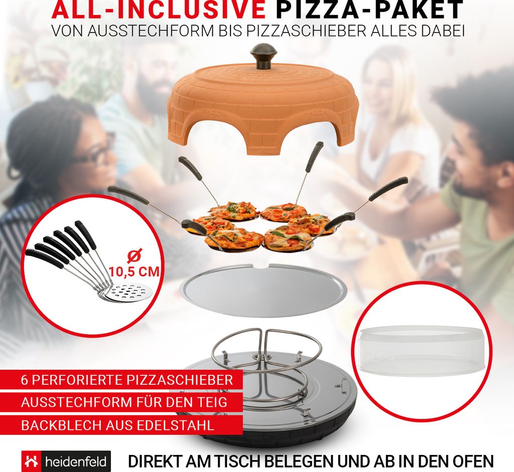 Heidenfeld Mini Pizzaofen Pizzachef | 1.100 Watt - Pizzadom Produktbild 5