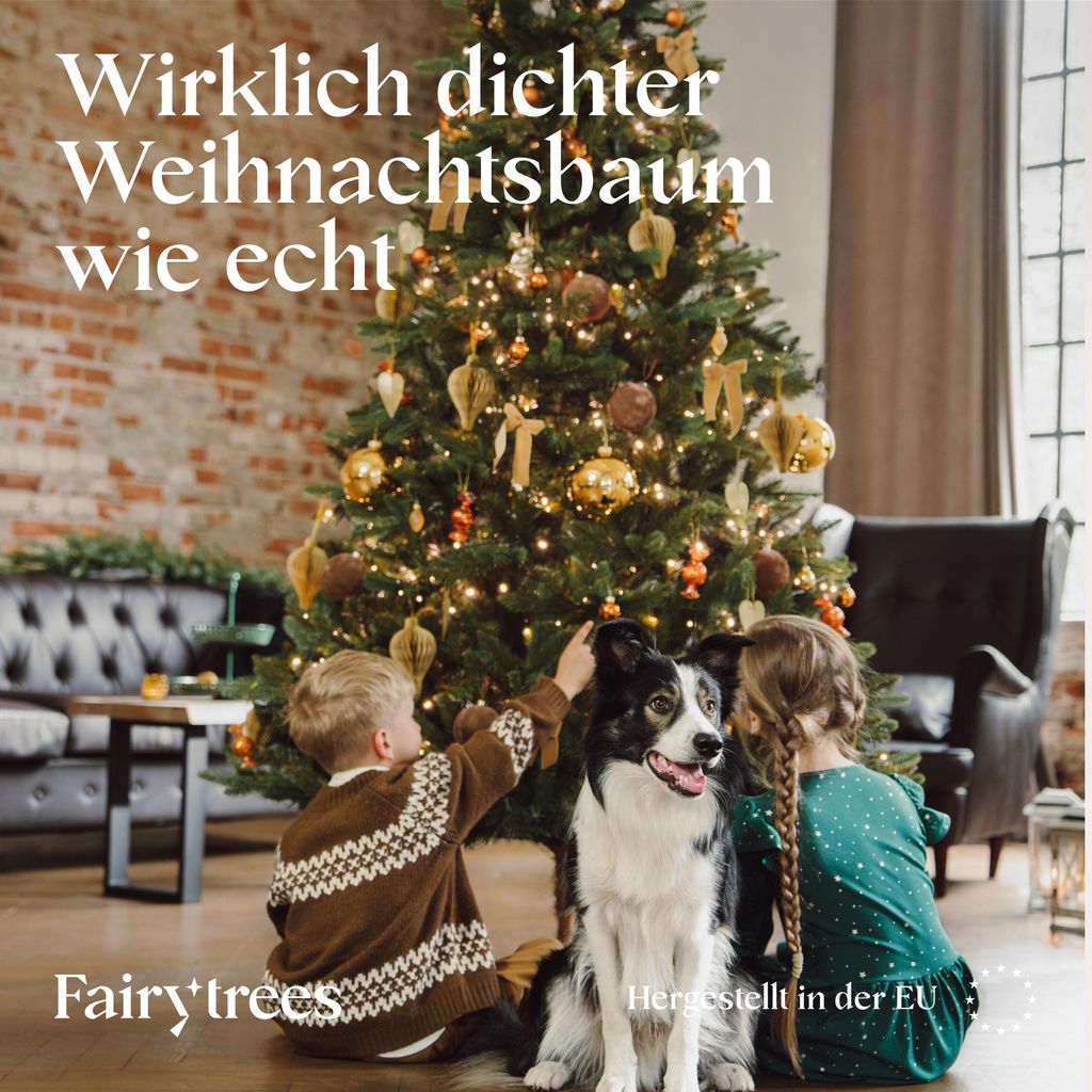 FAIRYTREES Weihnachtsbaum künstlich, Nordmanntanne Premium