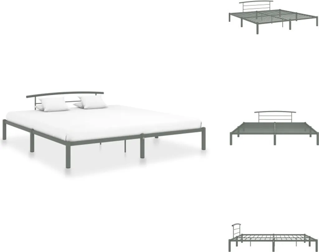 vidaXL Cadre de lit Gris Métal 200x200 cm - Structure de lit robuste