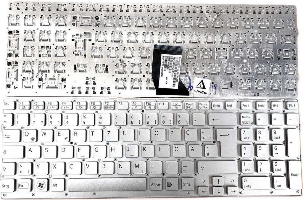 DEUTSCHE - Silber Tastatur ohne Rahmen kompaibel für Sony Vaio VPC-CB VPC-CB17 VPCCB17 9Z.N6CBF.100