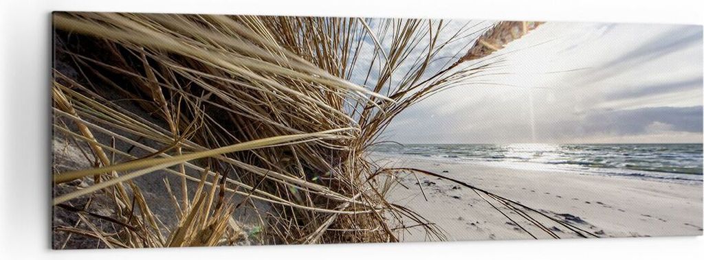 Bild auf Leinwand - Leinwandbild - Einteilig - Küste Perspektive Gras - 160x50cm - Wand Bild - Wanddeko - Wandbilder - Leinwanddruck - Bilder - Wa...