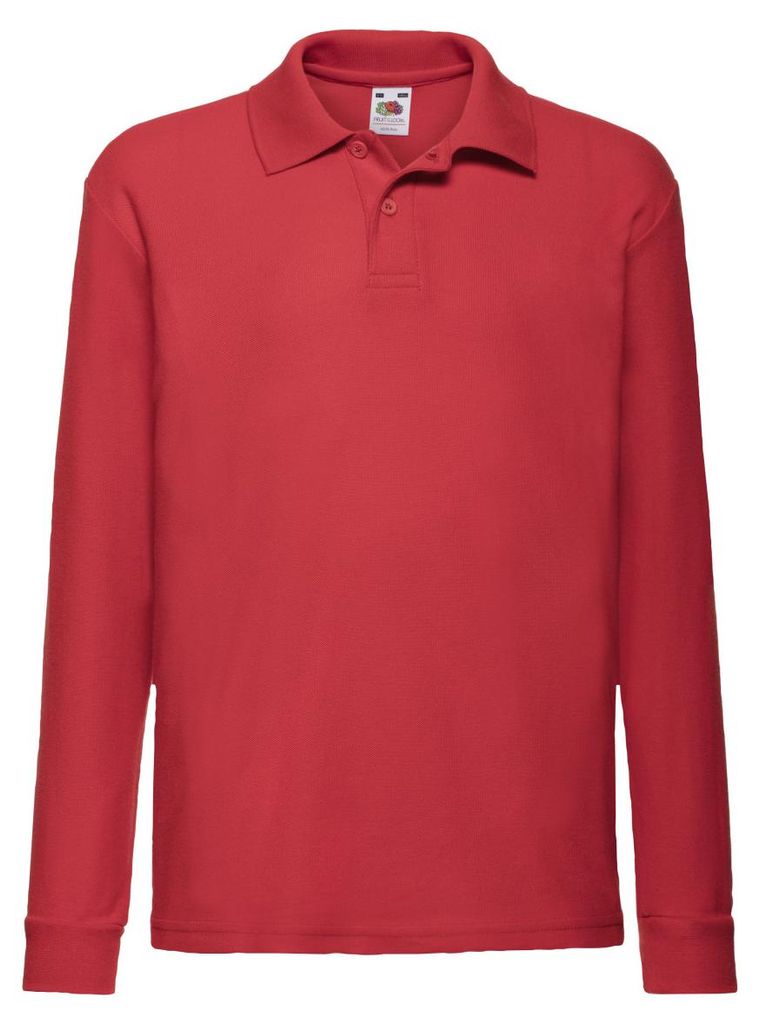 Fruit of the Loom - Poloshirt für Kinder Langärmlig FK2947 (128) (Rot)