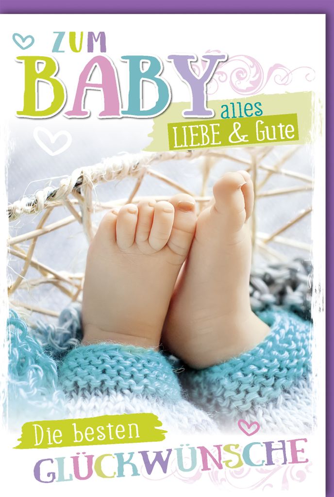 Geburt – Baby – Freudiges Ereignis - Karte mit Umschlag - "Alles Liebe
