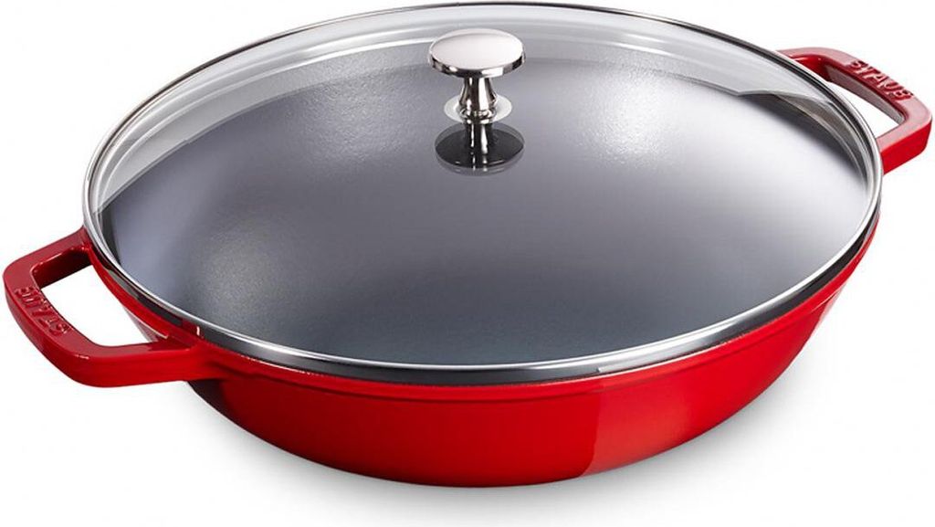Staub Wok rond rouge cerise 30 cm Fonte rouge Image du produit 