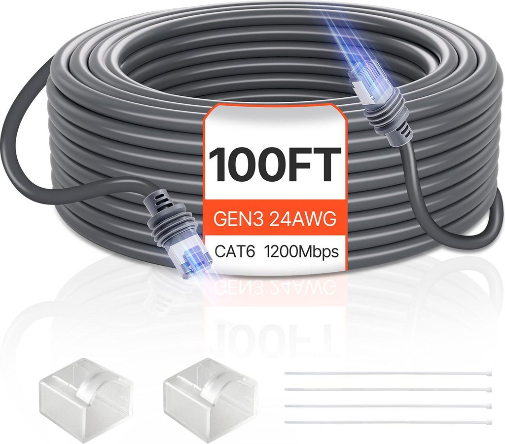 VEVOR Starlink Gen 3 Kabel, 100 FT, 24 AWG Kupferkern, Langlebiges Verlängerungskabel für Standard Generation 3, Kompatibel mit Starlink Rectangu...