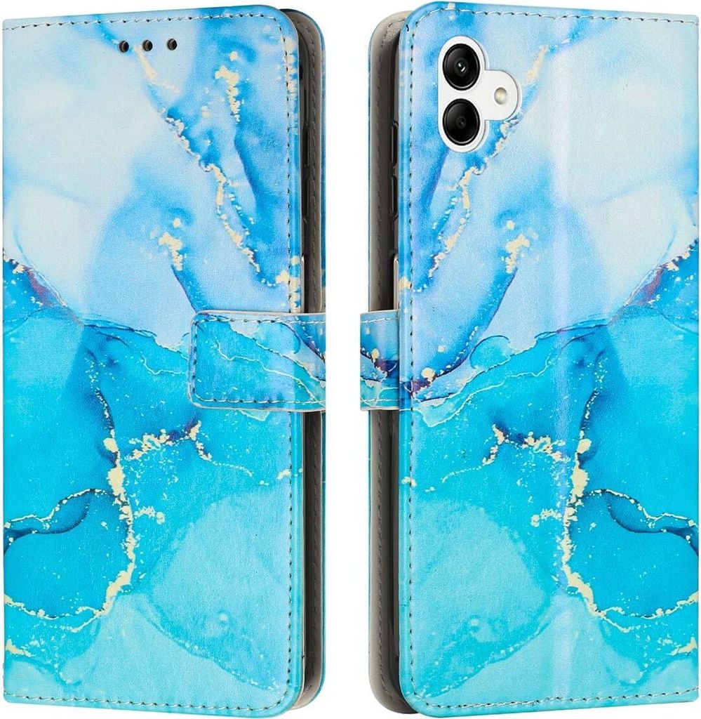 König Design Hülle kompatibel mit Kunstleder Handyhülle - Handy Case Blau Grün