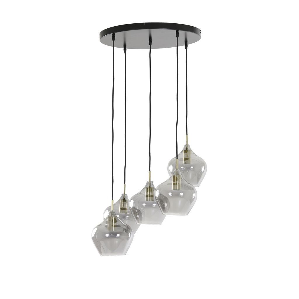 Light & Living - hängeleuchte - Rakel - bronze - glas - designlampe - E27 - 2948927