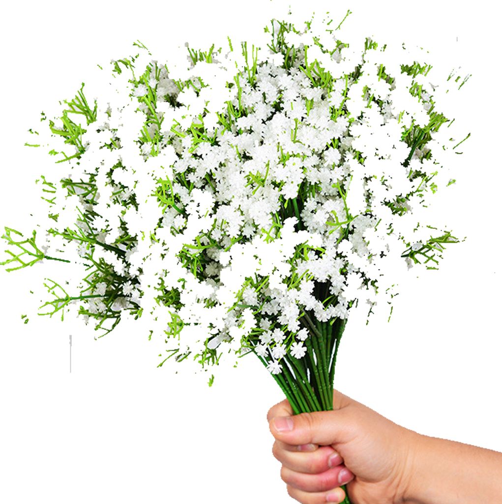 Schleierkraut Künstliche Blumen, 24 Stück Weiß Schleierkraut Pflanzen Gypsophila Blumen für Hochzeit Brautsträuße Dekoration(Weiß)