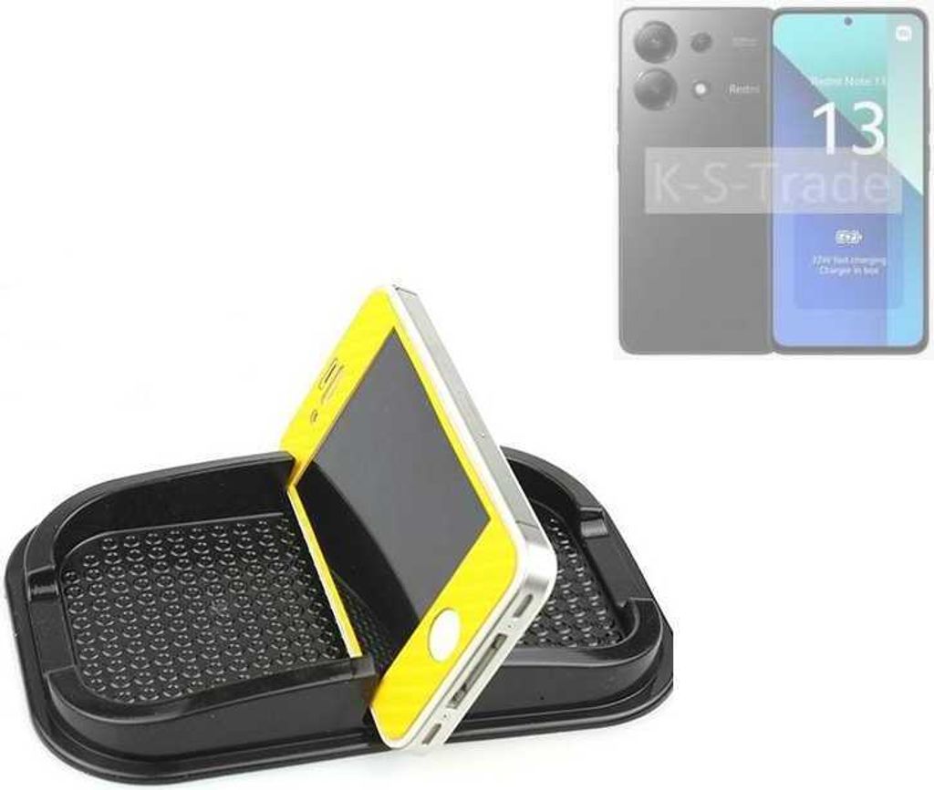 K-S-Trade Auto Anti Rutsch Matte Smartphone-Halter kompatibel mit Xiaomi Redmi Note 13 4G Haft Pad Armaturenbrett Handy-Halterung Silikon