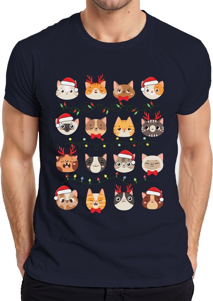 Katzen Weihnachten Festtage - Weihnachtsgeschenk Christmas Herren T-Shirt, Navy, S