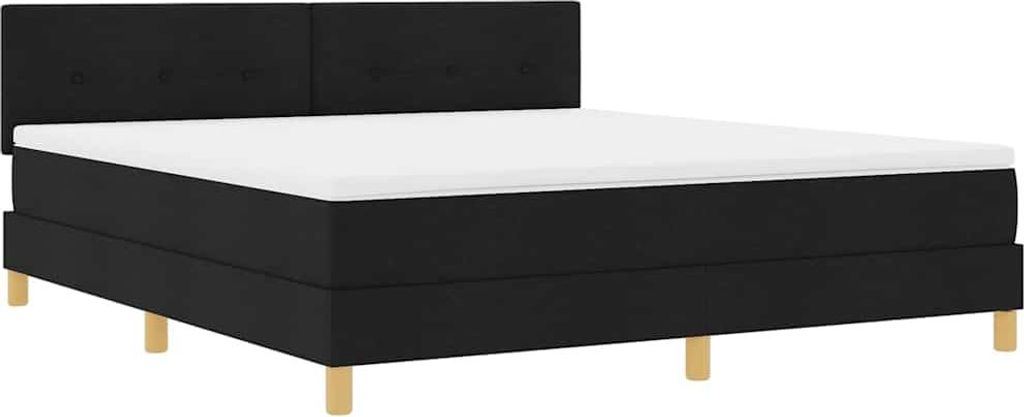 vidaXL LED Boxspringbett mit Kopfteil Schwarz 180 x 200 cm Stoff