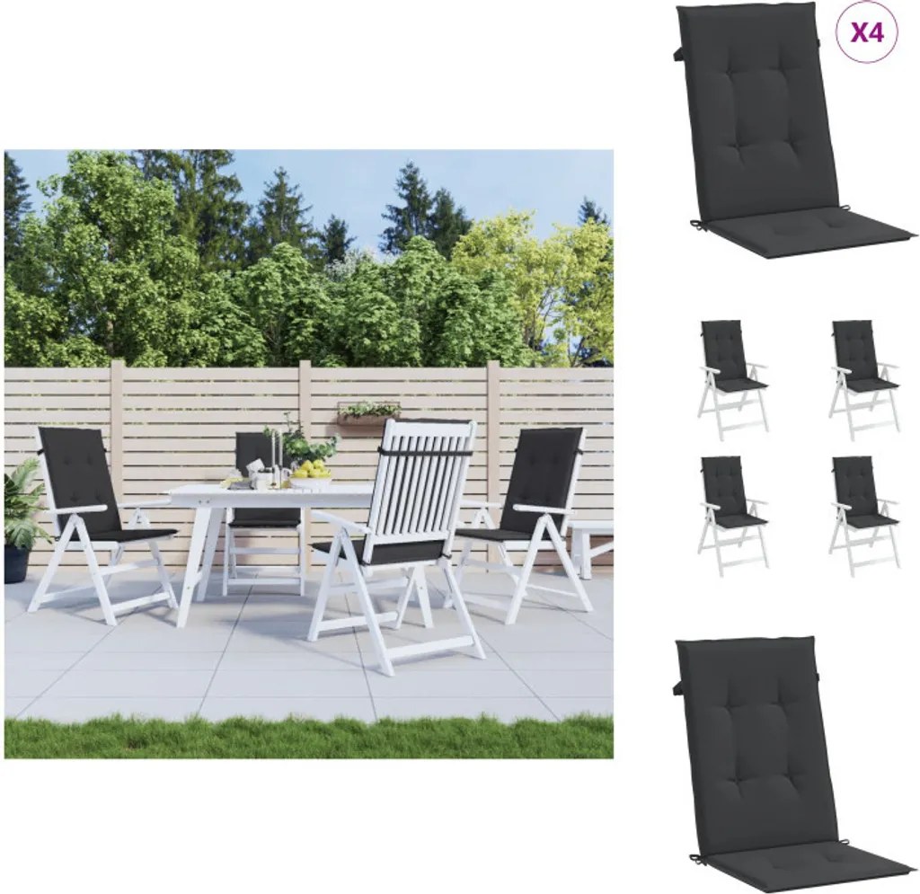 Cuscini Nero Notte vidaXL 120x50cm - Comfort per Schienale Alto (4 pz)