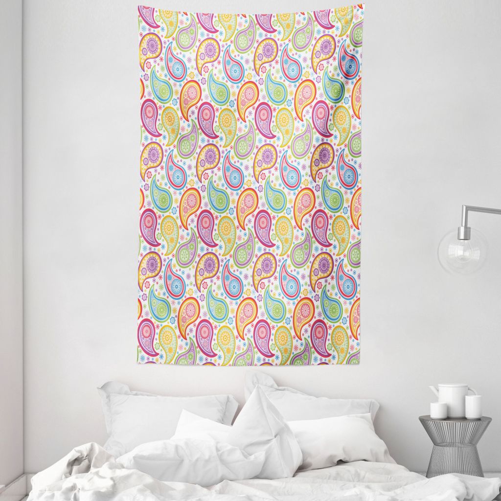 ABAKUHAUS Paisley Wandteppich und Tagesdecke, Farbige Muster Blume aus Weiches Mikrofaser Stoff Waschbar ohne Verblassen Digitaldruck, 140 x 230 cm...