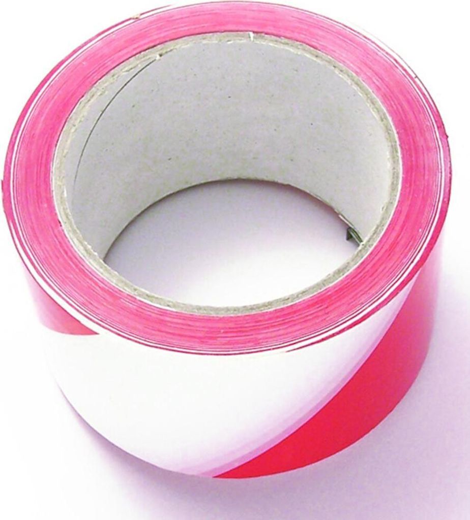 Absperrband 80 mm x 100 m rotweiß auf Haspel